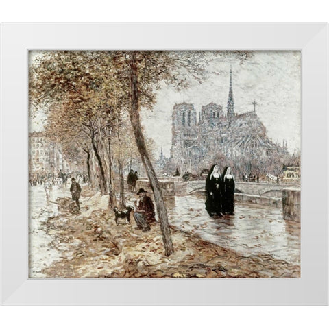 Notre Dame De Paris White Modern Wood Framed Art Print by Raffaelli, Jean-Francois