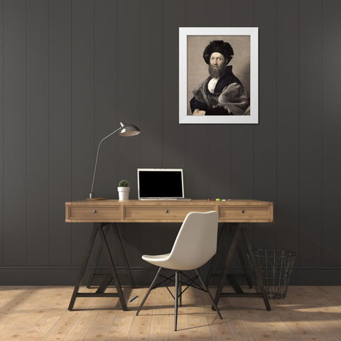 Baldassare Castiglione White Modern Wood Framed Art Print by Raphael