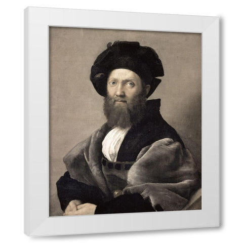 Baldassare Castiglione White Modern Wood Framed Art Print by Raphael