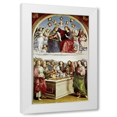 Coronation of The Virgin White Modern Wood Framed Art Print by Raphael