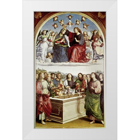Coronation of The Virgin White Modern Wood Framed Art Print by Raphael