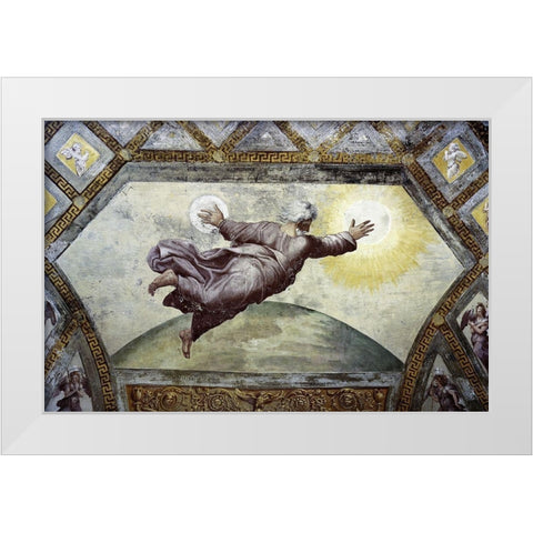 Creation of The Sun and Moon White Modern Wood Framed Art Print by Raphael