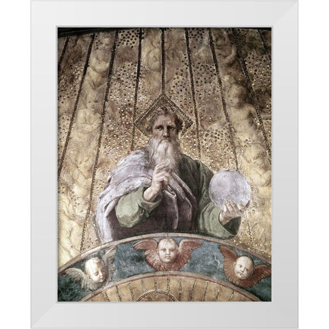 La Disputa - Detail (The Creator) White Modern Wood Framed Art Print by Raphael