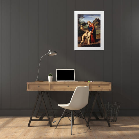 Madonna del Passeggio White Modern Wood Framed Art Print by Raphael