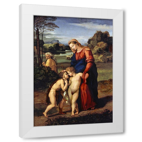 Madonna del Passeggio White Modern Wood Framed Art Print by Raphael