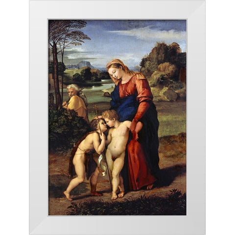 Madonna del Passeggio White Modern Wood Framed Art Print by Raphael