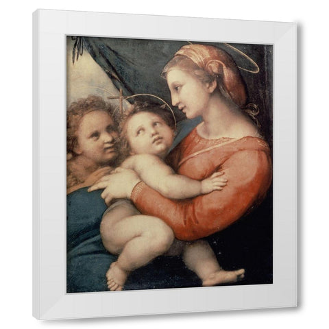 Madonna In The Tent White Modern Wood Framed Art Print by Raphael
