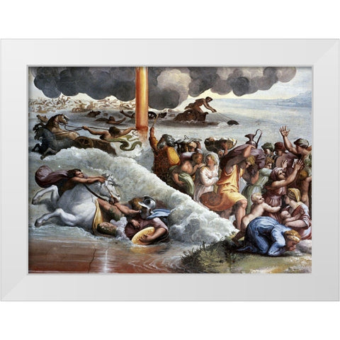 Moses Crossing The Red Sea White Modern Wood Framed Art Print by Raphael