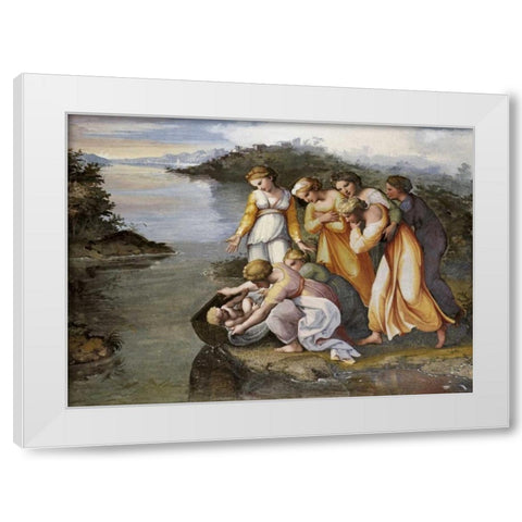 Moses Found In The Bulrushes White Modern Wood Framed Art Print by Raphael