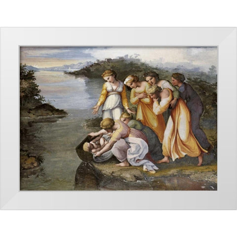 Moses Found In The Bulrushes White Modern Wood Framed Art Print by Raphael