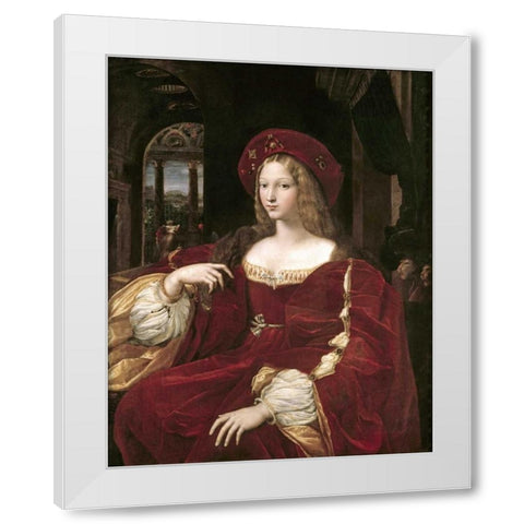Portrait of Joanna of Aragon White Modern Wood Framed Art Print by Raphael