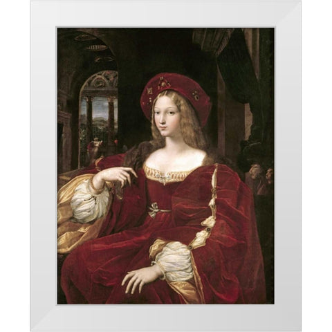 Portrait of Joanna of Aragon White Modern Wood Framed Art Print by Raphael