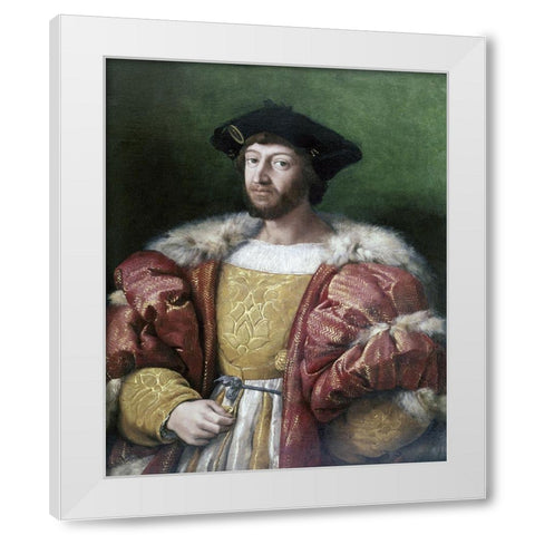 Portrait of Lorenzo DeMedici White Modern Wood Framed Art Print by Raphael