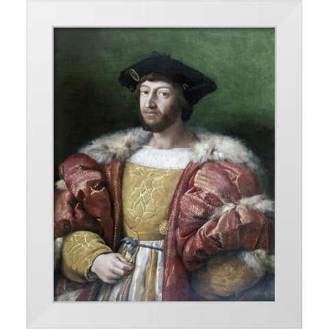 Portrait of Lorenzo DeMedici White Modern Wood Framed Art Print by Raphael