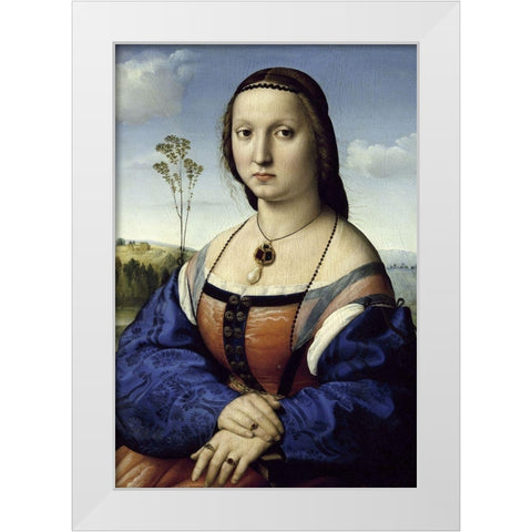 Portrait of Maddalena Strozzi Doni White Modern Wood Framed Art Print by Raphael