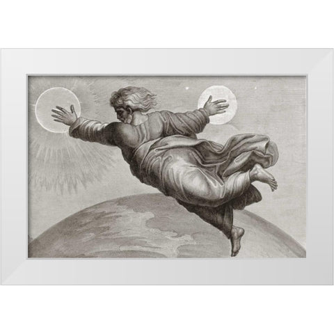 Sun and Moon White Modern Wood Framed Art Print by Raphael