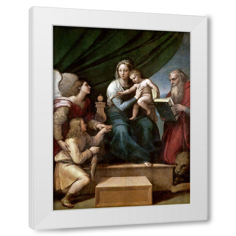 Virgin of The Fish White Modern Wood Framed Art Print by Raphael