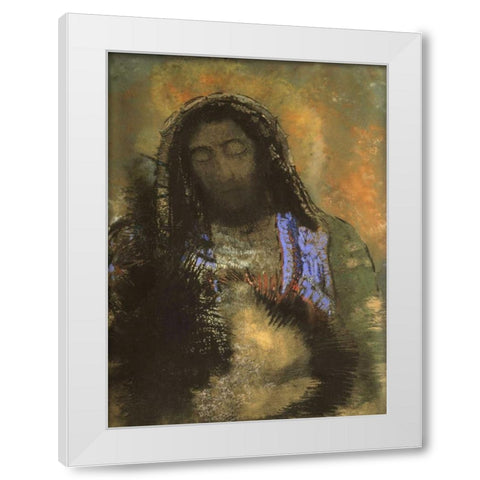 Christ of the Sacred Heart White Modern Wood Framed Art Print by Redon, Odilion