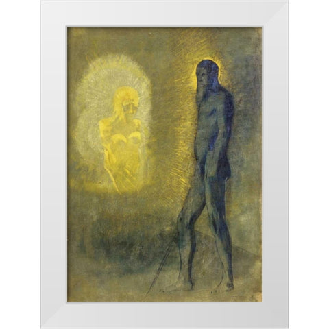 LApparition White Modern Wood Framed Art Print by Redon, Odilion
