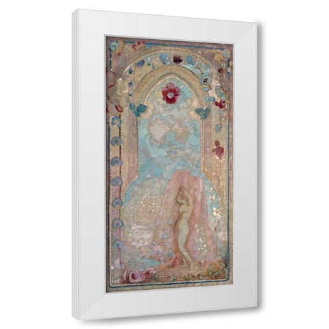 Nude Woman Near Lake White Modern Wood Framed Art Print by Redon, Odilion
