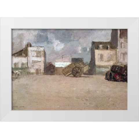 Street Scene White Modern Wood Framed Art Print by Redon, Odilion