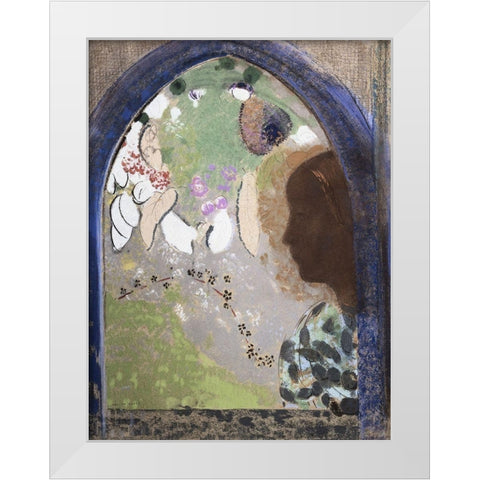 Woman at The Window White Modern Wood Framed Art Print by Redon, Odilon