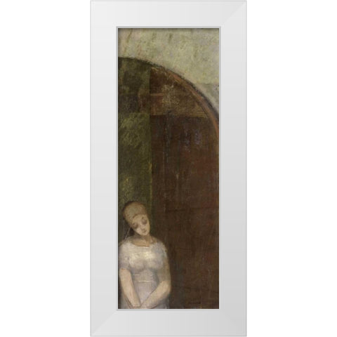 Young Woman Under an Arch White Modern Wood Framed Art Print by Redon, Odilion