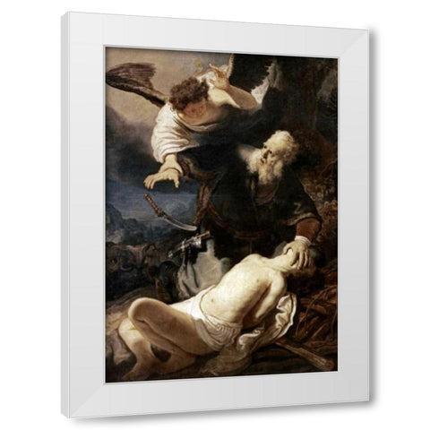 Abraham and Isaac White Modern Wood Framed Art Print by Van Rijn, Rembrandt