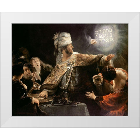 Belshazzars Feast White Modern Wood Framed Art Print by Rembrandt Van Rijn,