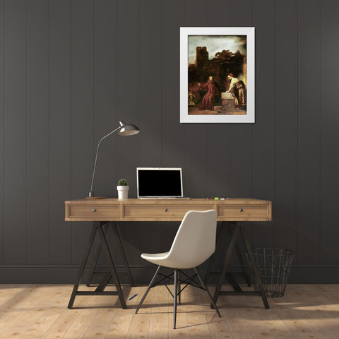 Christ and The Woman of Samaria White Modern Wood Framed Art Print by Rembrandt Van Rijn,