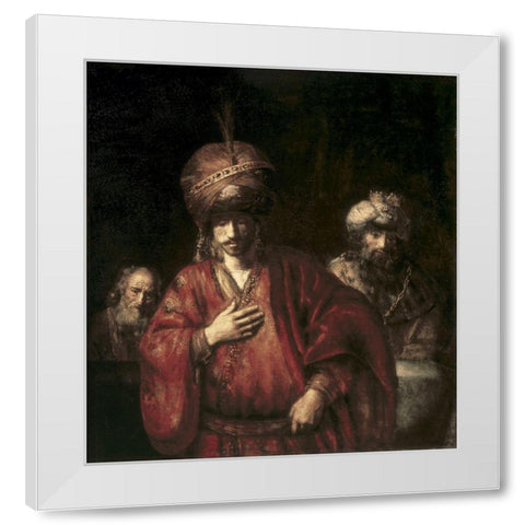 David and Uriah White Modern Wood Framed Art Print by Rembrandt Van Rijn,