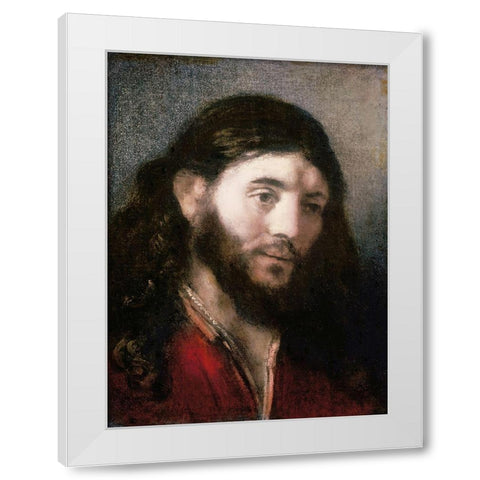 Head of Christ White Modern Wood Framed Art Print by Rembrandt Van Rijn,