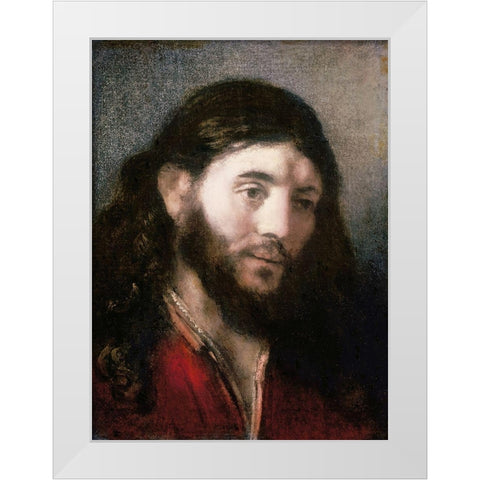 Head of Christ White Modern Wood Framed Art Print by Rembrandt Van Rijn,