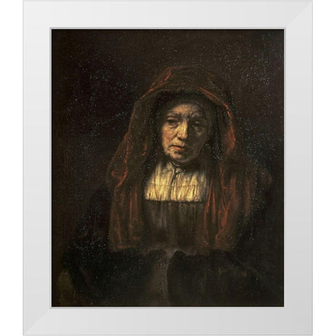 Portrait of An Old Woman White Modern Wood Framed Art Print by Rembrandt Van Rijn,
