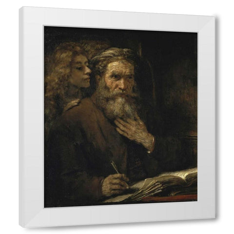 Saint Matthew and The Angel White Modern Wood Framed Art Print by Van Rijn, Rembrandt