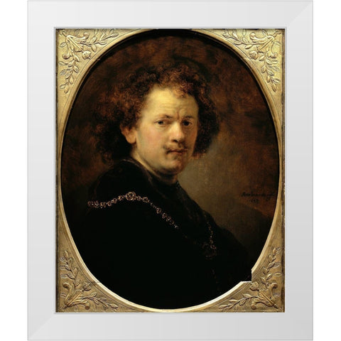 Self Portrait Bareheaded White Modern Wood Framed Art Print by Rembrandt Van Rijn,