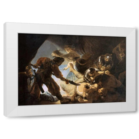 The Blinding of Samson White Modern Wood Framed Art Print by Van Rijn, Rembrandt