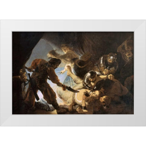 The Blinding of Samson White Modern Wood Framed Art Print by Van Rijn, Rembrandt