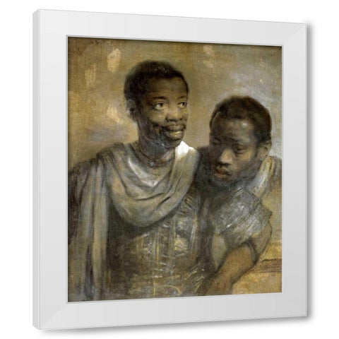 Two Black Men White Modern Wood Framed Art Print by Van Rijn, Rembrandt