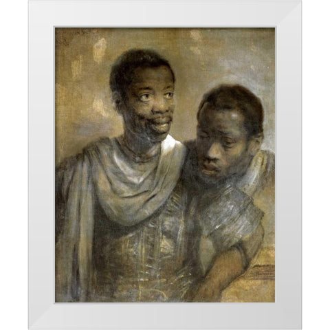 Two Black Men White Modern Wood Framed Art Print by Van Rijn, Rembrandt