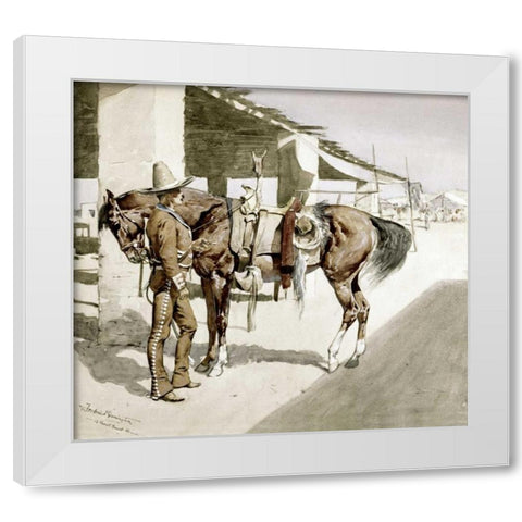 A Rural Guard - Mexico White Modern Wood Framed Art Print by Remington, Frederic