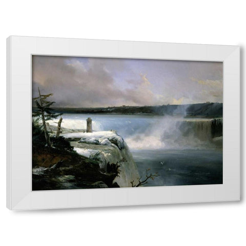 Niagara Falls White Modern Wood Framed Art Print by Redmond, Jean Charles Joseph