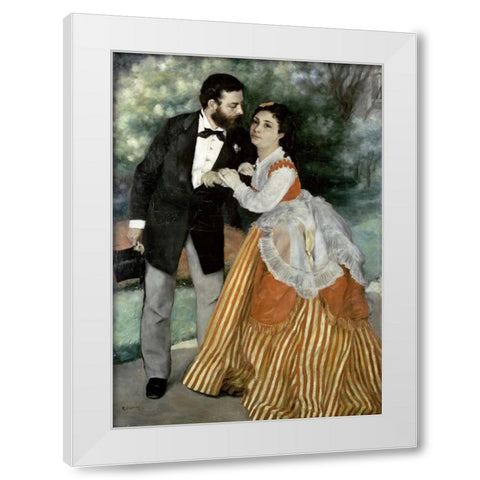 Alfred Sisley and His Wife White Modern Wood Framed Art Print by Renoir, Pierre-Auguste