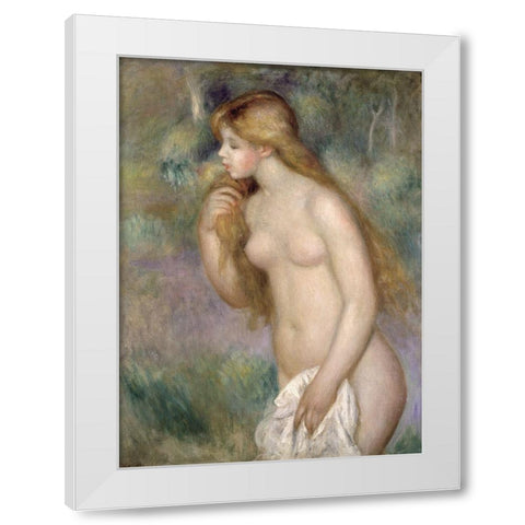 Baigneuse Debout White Modern Wood Framed Art Print by Renoir, Pierre-Auguste