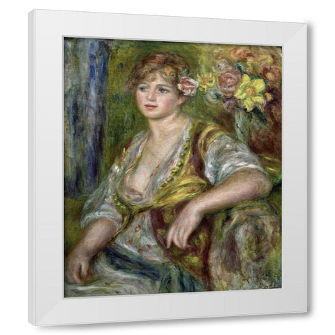 Blonde in Pink White Modern Wood Framed Art Print by Renoir, Pierre-Auguste