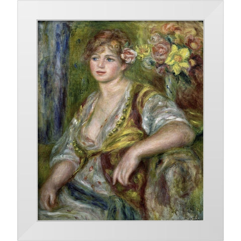 Blonde in Pink White Modern Wood Framed Art Print by Renoir, Pierre-Auguste