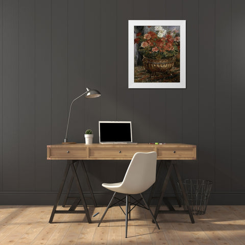 Bouquet of Flowers White Modern Wood Framed Art Print by Renoir, Pierre-Auguste