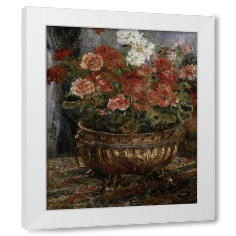 Bouquet of Flowers White Modern Wood Framed Art Print by Renoir, Pierre-Auguste