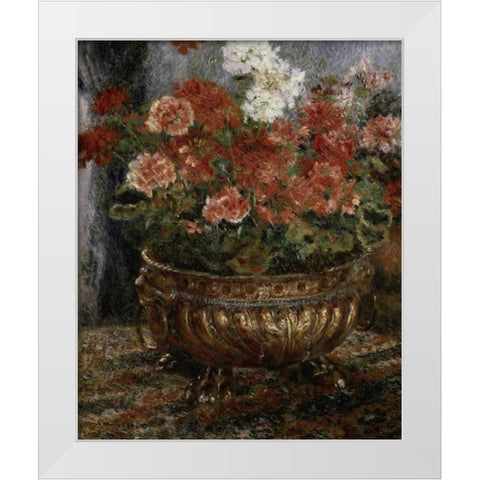 Bouquet of Flowers White Modern Wood Framed Art Print by Renoir, Pierre-Auguste