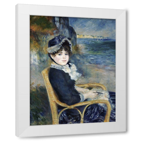 By the Seashore White Modern Wood Framed Art Print by Renoir, Pierre-Auguste